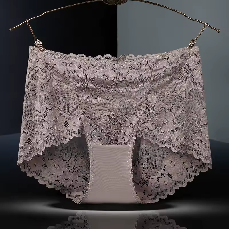 Middle Waist Lace Embroidery Comfort Intimates Breathable Underpants